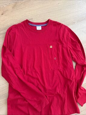 Brooks Brothers Men's Red Long-Sleeve Pocket Tee - Classic Casual